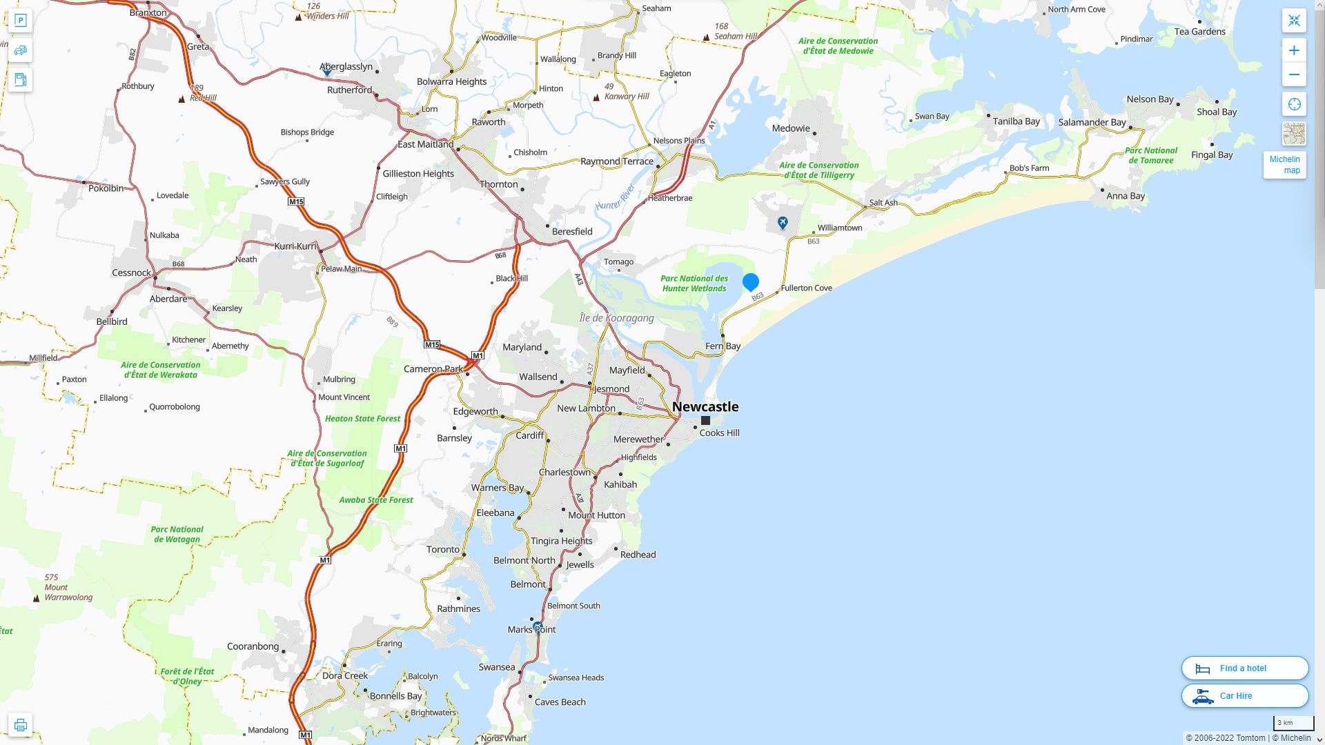 Newcastle Australia Highway and Road Map